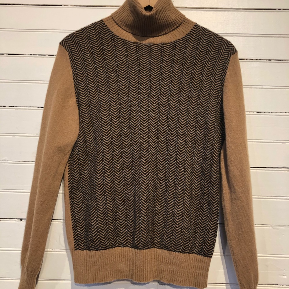 TSE Say Cashmere Herringbone Turtle Neck